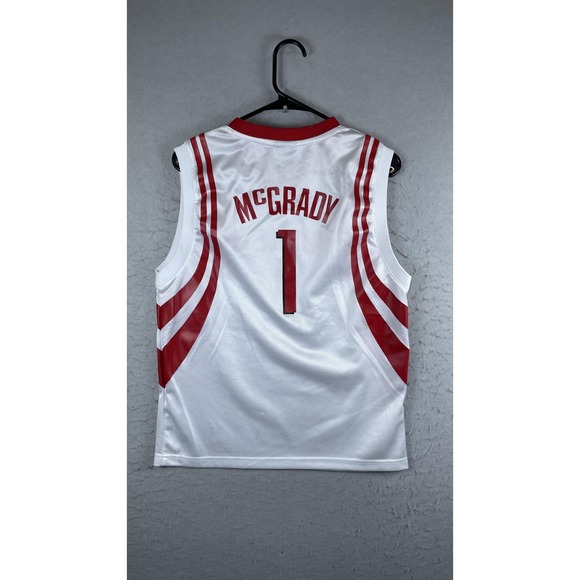 Houston Rockets Jersey Boys Large White Red NBA Basketball Reebok McGrady 1 - Picture 9 of 11